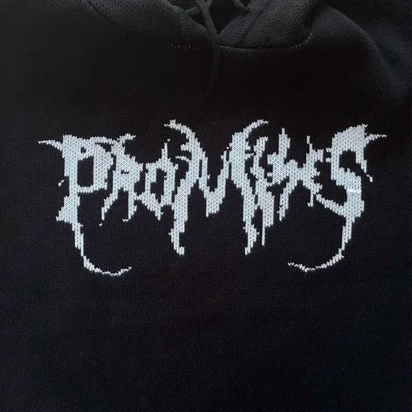 Broken Promises NWT Hoodie Graveyard Knit Sweater Top - Picture 7 of 13